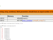 PHP常用数组函数array_combine()函数报错截图