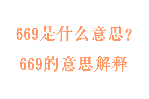 669是什么意思？669的意思解释